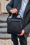Чоловіча шкіряна сумка-месенджер, барсетка на одне плече 22x26x6 Tiding Bag 75-5271 чорна, фото 8
