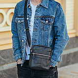 Сумка-барсетка чоловіча 19х22х5, месенджер через шкіряне плече Tiding Bag BON6165 чорний, фото 9