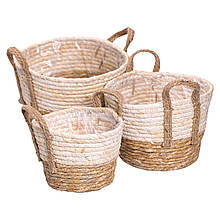 Набір кошиків для зберігання речей 3 (шт) універсальні плетені 1.5/2/3 літри Коричневий HP-41-8