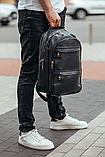 Чоловічий рюкзак для ноутбука та документів 28х42х18, сумка на спину з натуральної шкіри Tiding Bag B2-37342A, фото 6