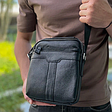 Чоловіча шкіряна сумка-месенджер 21х25х6, барсетка через плече Tiding Bag A25-3278A Чорна, фото 9