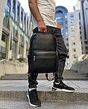 Шкіряний чоловічий рюкзак міський 30х41х12, сумка на плечі для ноутбука та документів Tiding Bag 20334 чорна, фото 9