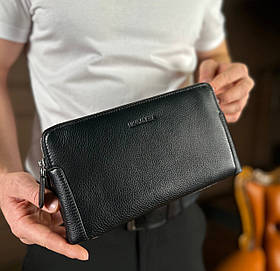 Чорний гаманець-клатч на дві блискавки із  натуральної шкіри Marco Coverna МС8747-3