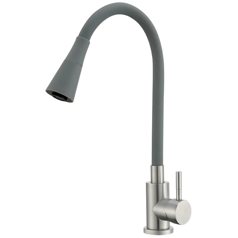 Змішувач для кухні MIXXUS SUS-011-T REFL.GRAY із силіконовим виливом із неірж. сталі SUS304, вилив з, фото 1