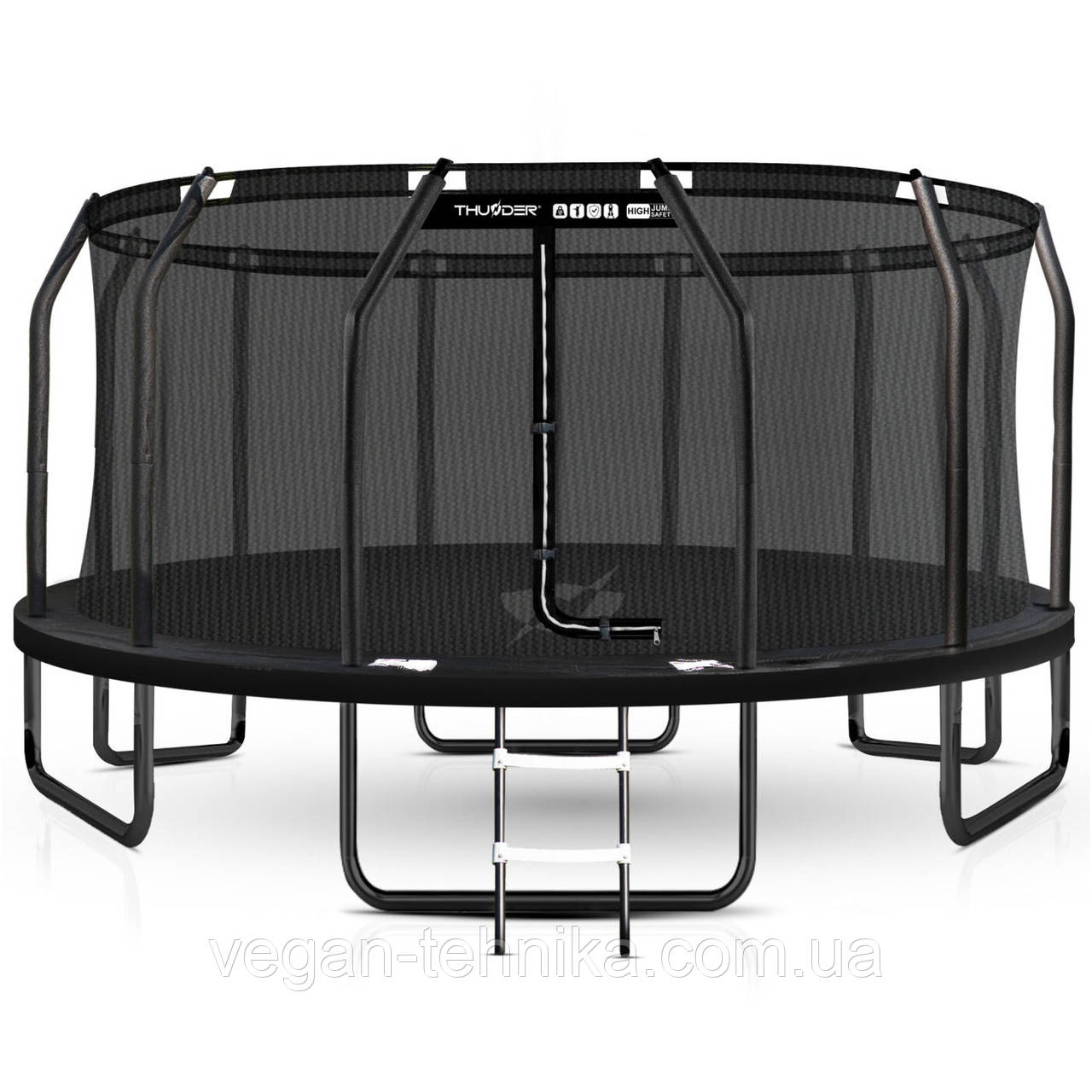 Батут THUNDER INSIDE ELITE 16 футів (488 см) з внутрішньою сіткою — безпечний і міцний садовий батут для всієї родини, фото 1