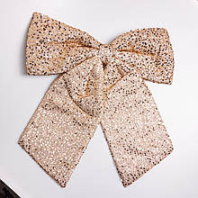 Бант новогодний для декора с пайетками на елку 55×70 (см) Золотистий CR-2-21