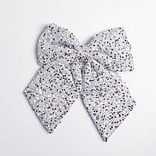 Бант новорічний для декору з паєтками на ялинку 35×45 (см) Сріблястий CR-2-27