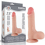 Фалоїмітатор зі шкірою, фаллоімітатор на присоску Lovetoy двошаровий TPE 20 см, фото 2