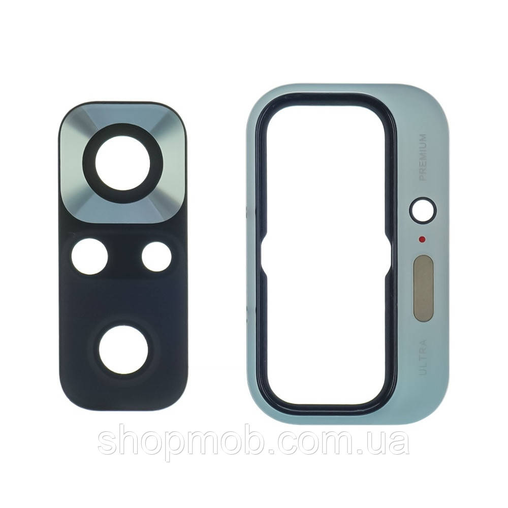 Скло камери з синьою рамкою для смартфона Xiaomi Redmi Note 10 Pro захисне аксесуарне покриття