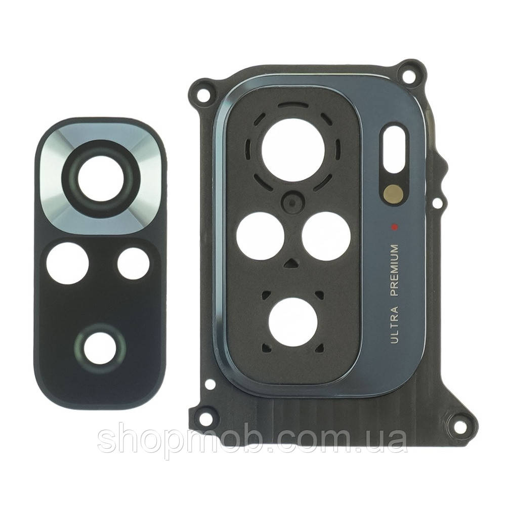 Скло камери з чорною рамкою для смартфона Xiaomi Redmi Note 10 і Note 10s захисне