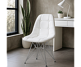 Стілець Тауер Софт S біла екошкіра металеві ніжки хром, фото 2