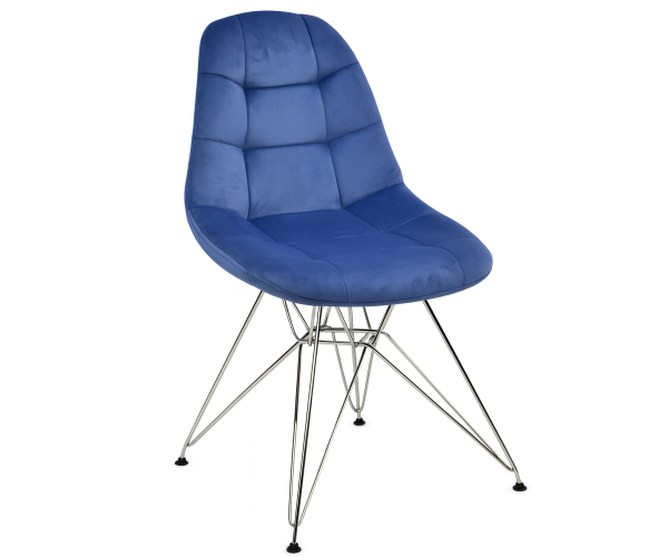 Стілець Тауер S велюр синій ніжки металеві хром, фото 1