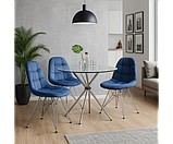 Стілець Тауер S велюр синій ніжки металеві хром, фото 4