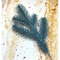 Декоративна гілка п'ятилапка 34 см з литим ефектом хвої Блакитна 1 шт.