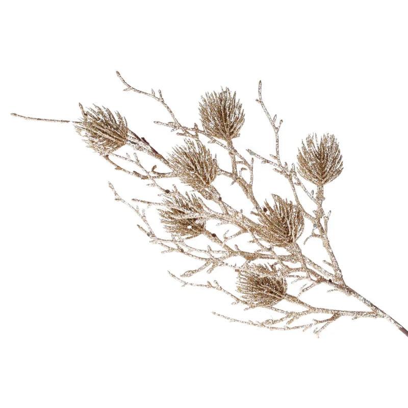 Декоративна флориста гілка 51 см для створення ніжних і світлих новорічних композицій Шампань, фото 1