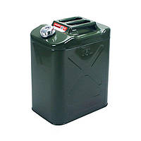 Каністра Merlion YT-HS-FX-35L, металева з клапаном + гнучка лійка, 35л, 355х255х480мм, Green