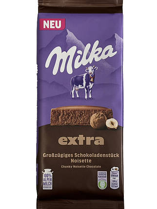 Молочний Шоколад Milka Extra Noisette Цільний Фундук 190 г, фото 1