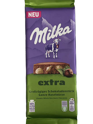 Молочний шоколад Milka Extra Whole Hazelnuts Цілісний Лісовий горіх 190 г, фото 1