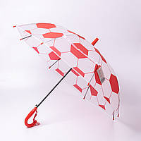 Класична дитяча парасолька-тростина напівавтомат з поліестеру 8 спиць діаметр 82 см Червона HP-23-9R