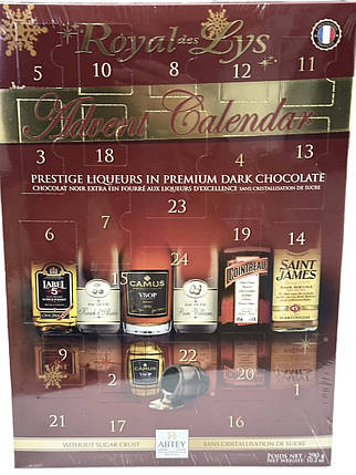 Адвент календар ABTEY Royal des Lys з 24 шоколадними лікерами 290 г, фото 2