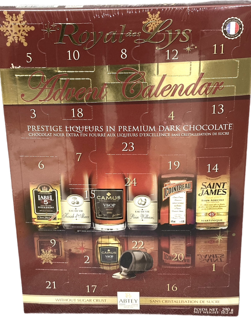 Адвент календар ABTEY Royal des Lys з 24 шоколадними лікерами 290 г