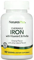 Залізо з вітаміном C для нормалізації гемоглобіну та енергії Nature's Plus Chewable Iron 90