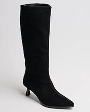Чоботи на шпильці Melanda 61058 чорні замша велюр
