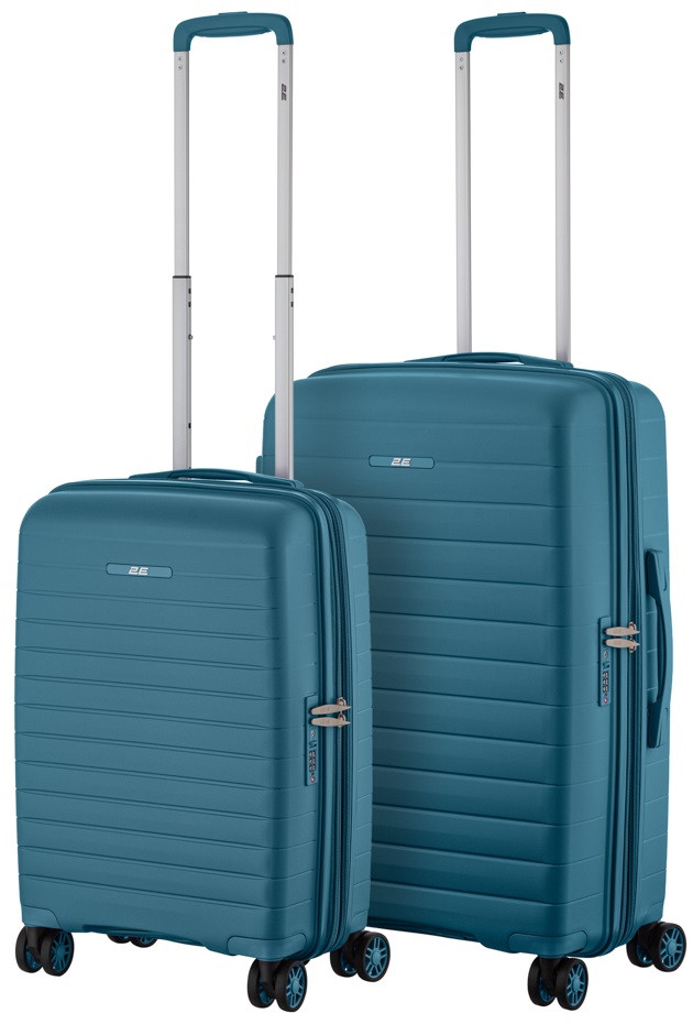 Набір валіз 2E, Aero, поліпропілен, (M+S), TSA, 4 колеса, EXP, синій, фото 1