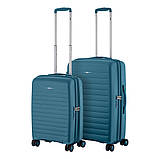 Набір валіз 2E, Aero, поліпропілен, (M+S), TSA, 4 колеса, EXP, синій, фото 2