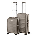 Набір валіз 2E, Aero, поліпропілен, (M+S), TSA, 4 колеса, EXP, сіро-коричневий, фото 2