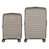 Набір валіз 2E, Aero, поліпропілен, (M+S), TSA, 4 колеса, EXP, сіро-коричневий, фото 3
