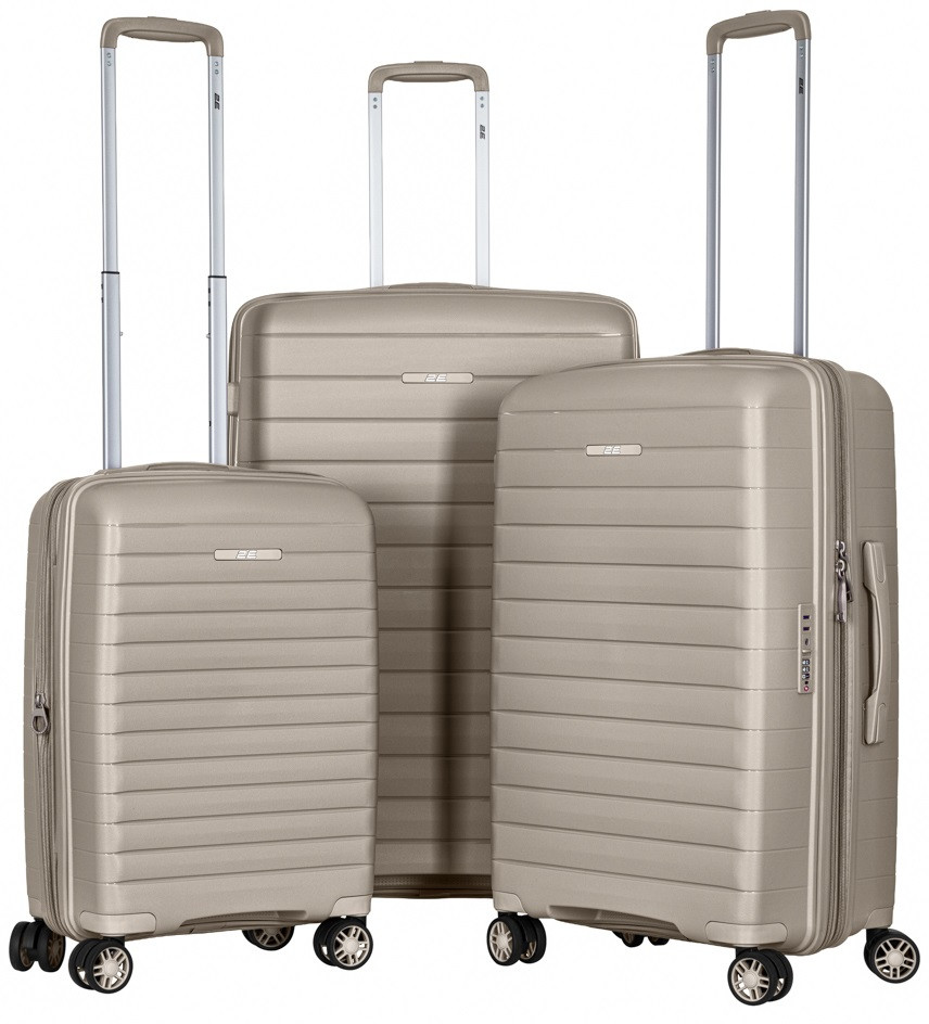 Набір валіз 2E, Aero, поліпропілен, (L+M+S), TSA, 4 колеса, EXP, сіро-коричневий, фото 1