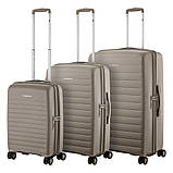 Набір валіз 2E, Aero, поліпропілен, (L+M+S), TSA, 4 колеса, EXP, сіро-коричневий, фото 3
