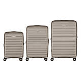 Набір валіз 2E, Aero, поліпропілен, (L+M+S), TSA, 4 колеса, EXP, сіро-коричневий, фото 4