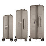 Набір валіз 2E, Aero, поліпропілен, (L+M+S), TSA, 4 колеса, EXP, сіро-коричневий, фото 6