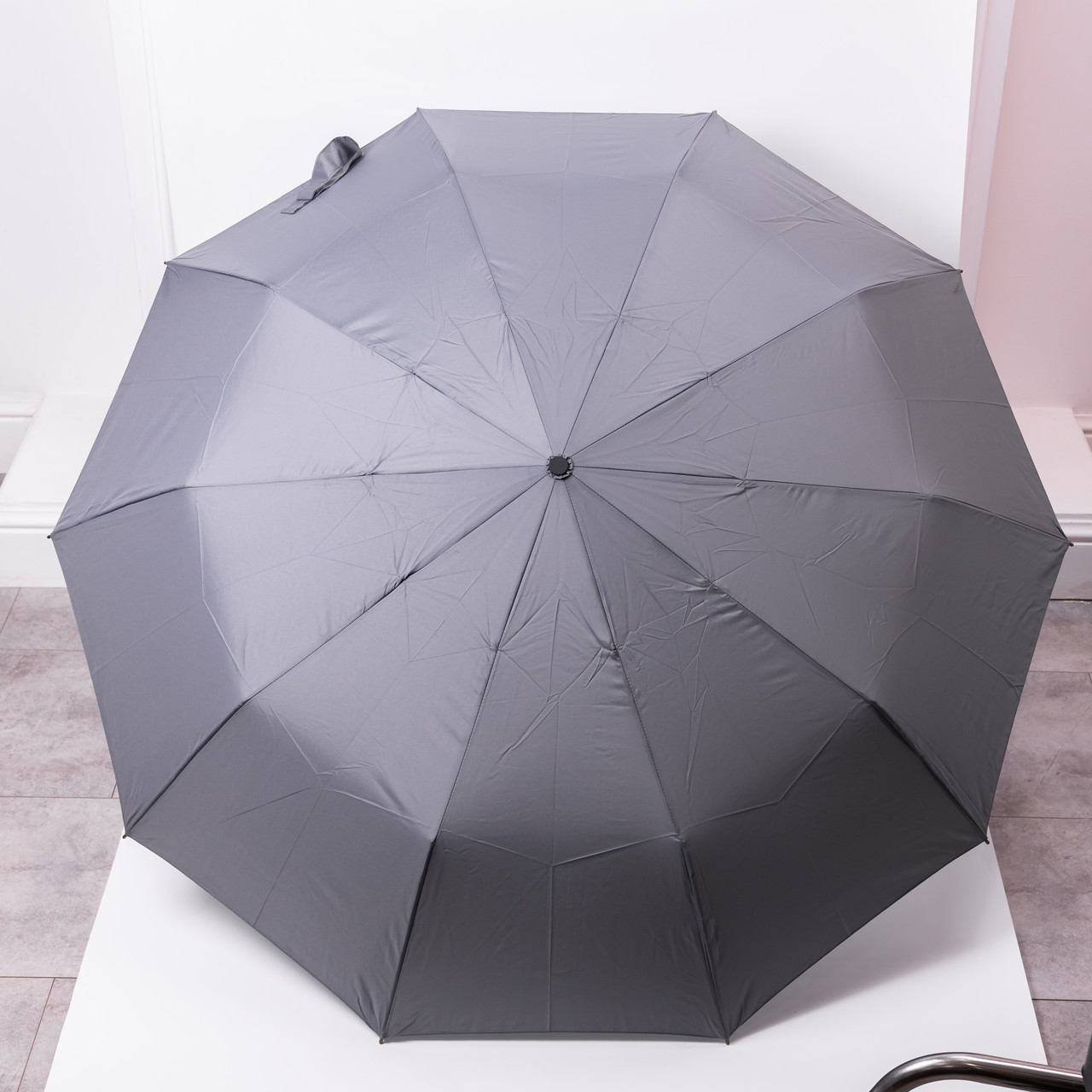Парасолька автоматична з дерев'яною ручкою класична з поліестеру діаметр 116 см Сірий HP-23-8G