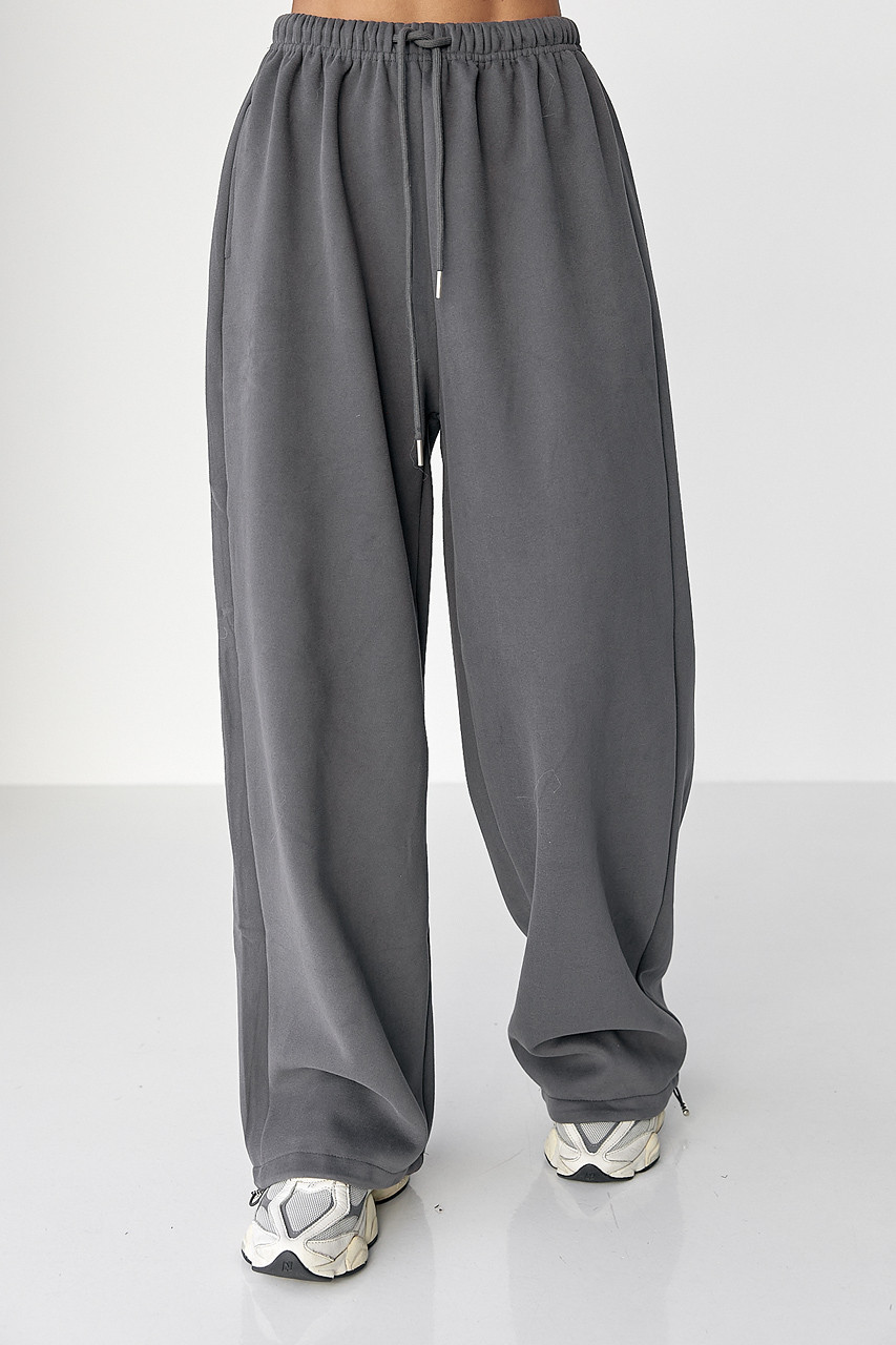 Спортивні штани з плюшевим начісом - темно-сірий цвет, XL (є розміри), фото 1