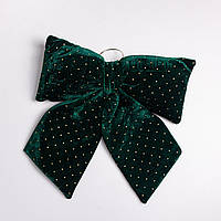 Оксамитовий бант для декору зі стразами на ялинку 45×50 (см) Зелений CR-2-10