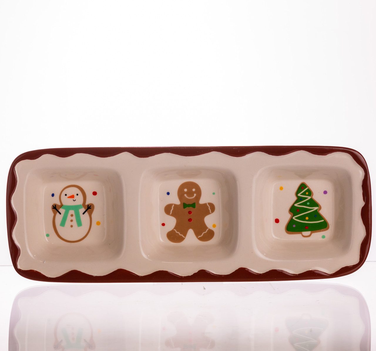 Менажниця порцелянова Merry Christmas на 3 секції 30×11×2.5 (см) прямокутна CR-1-41, фото 1