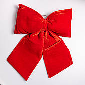 Оксамитовий бант для декору на ялинку 35×45 (см) Червоний CR-2-15