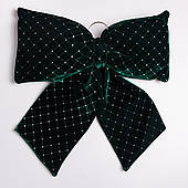 Оксамитовий бант для декору зі стразами та візерунком на ялинку 55×70 (см) Зелений CR-2-17