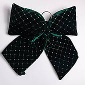 Оксамитовий бант для декору зі стразами та візерунком на ялинку 45×50 (см) Зелений CR-2-18