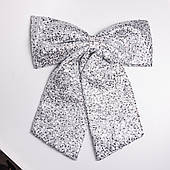 Бант новорічний для декору з паєтками на ялинку 55×70 (см) Сріблястий CR-2-25