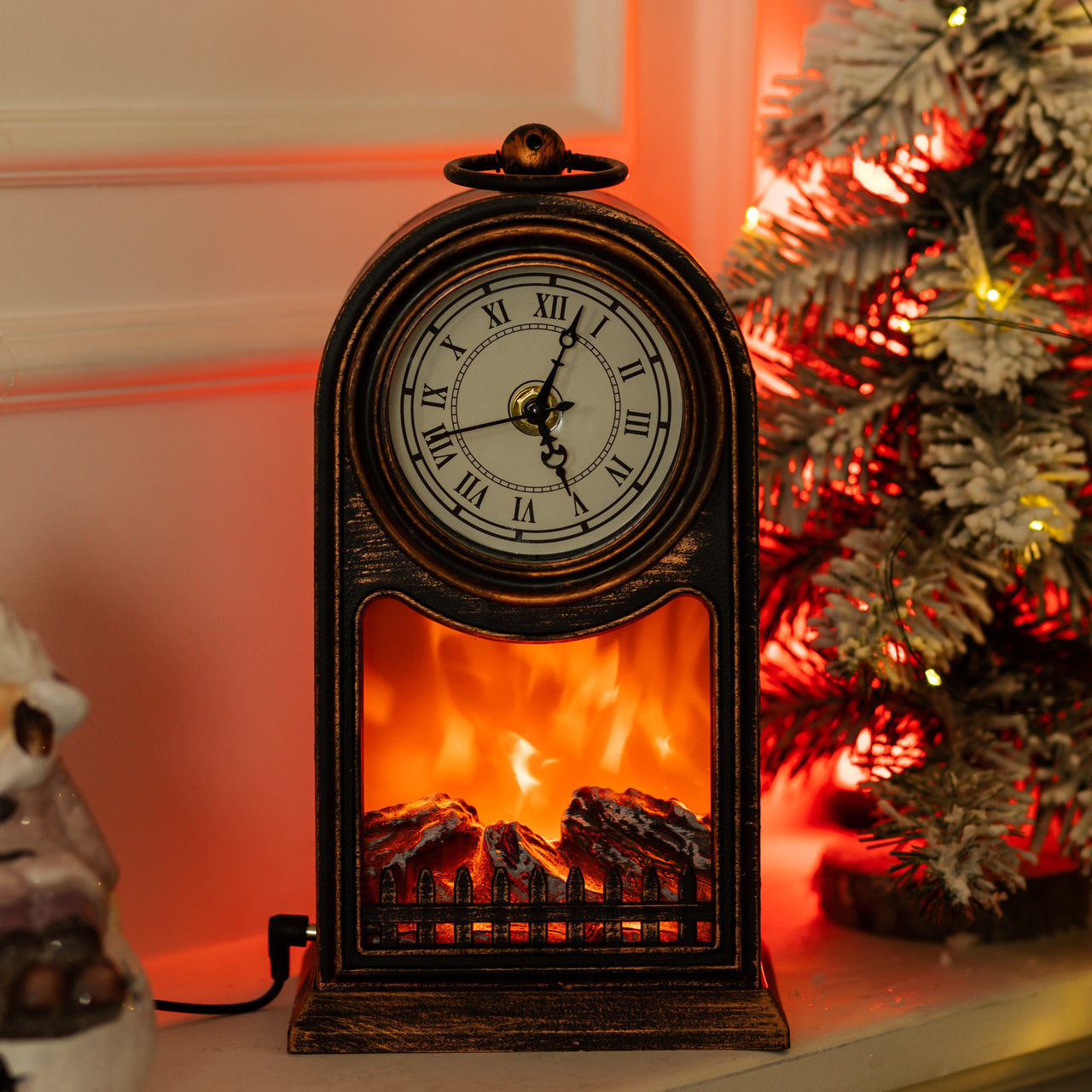 Декоративний камін-годинник LED-підсвічування USB 25×14×40 (см) CR-3-6