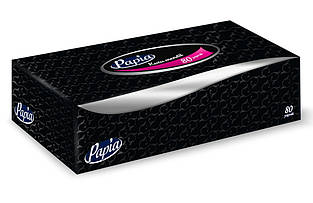 90991 -15% PAPIA Серветки косметичні двошарові  80 шт картон ЧОРНІ//24