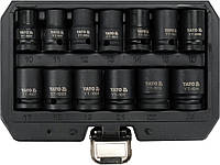 Набір головок торцевих ударних YATO 6-гранних з квадратом 1/2", M10-M24 мм. 13 шт. [10]