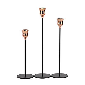 Набір з 3 підсвічників "Шик мідного акценту", мідно-чорний, 32*27*22 см ELISEY