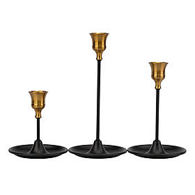 Набір з 3 підсвічників "Шик золотого акценту", золотисто-чорний, 21*16*11 см ELISEY