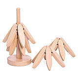 Набір підставок під гаряче з дерева 3 шт Ø19 (см) + тримач підставки на стіл під гаряче HB-40-4BE, фото 3