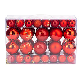 Набір ялинкових куль "Червоні вогники" (68 шт) ELISEY